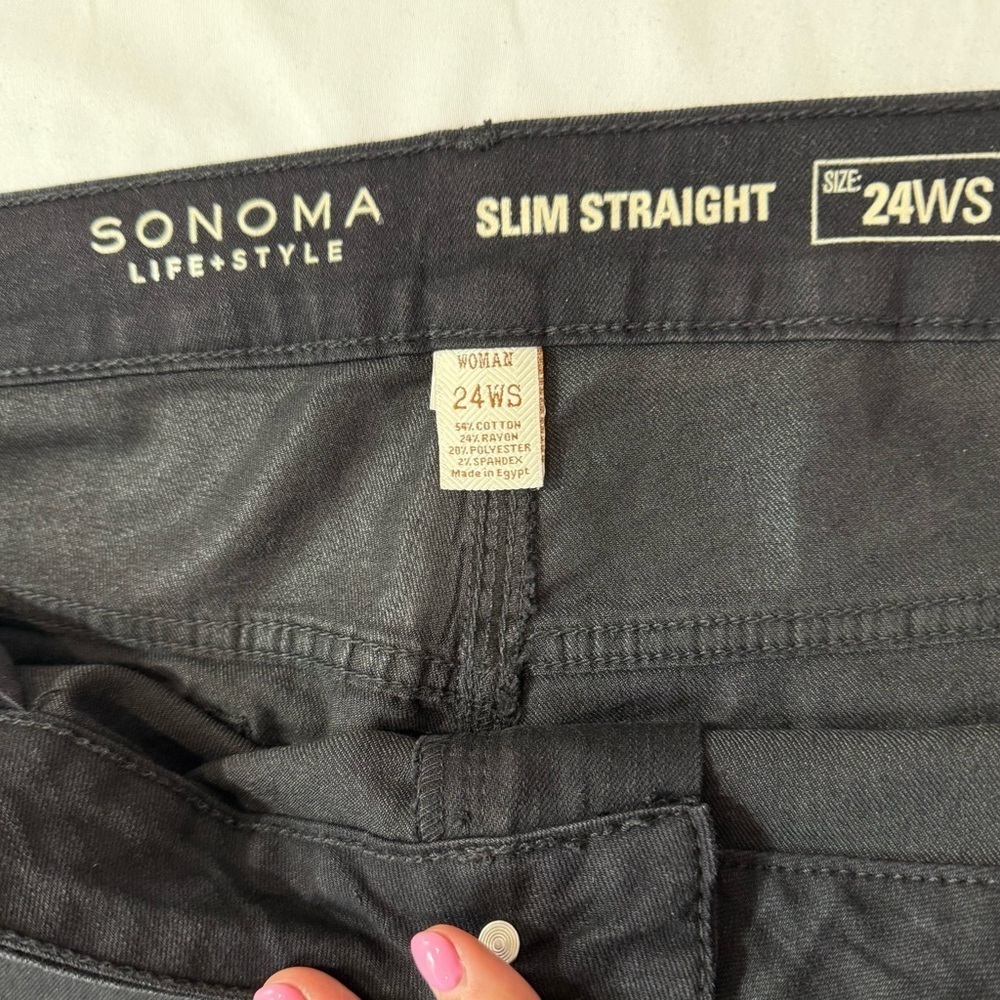 Sonoma Women Slim Straight Jeans Super Soft Comfort Stretch Color Black Size 24W - Picture 8 of 14